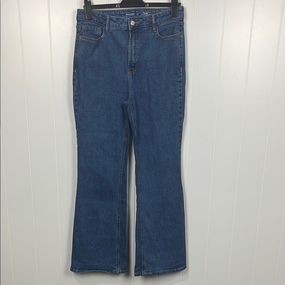 Old Navy Womens Flare Jeans 10 Dark Wash Button/Zip Fly Pockets Higher Hi-Rise - Picture 1 of 11
